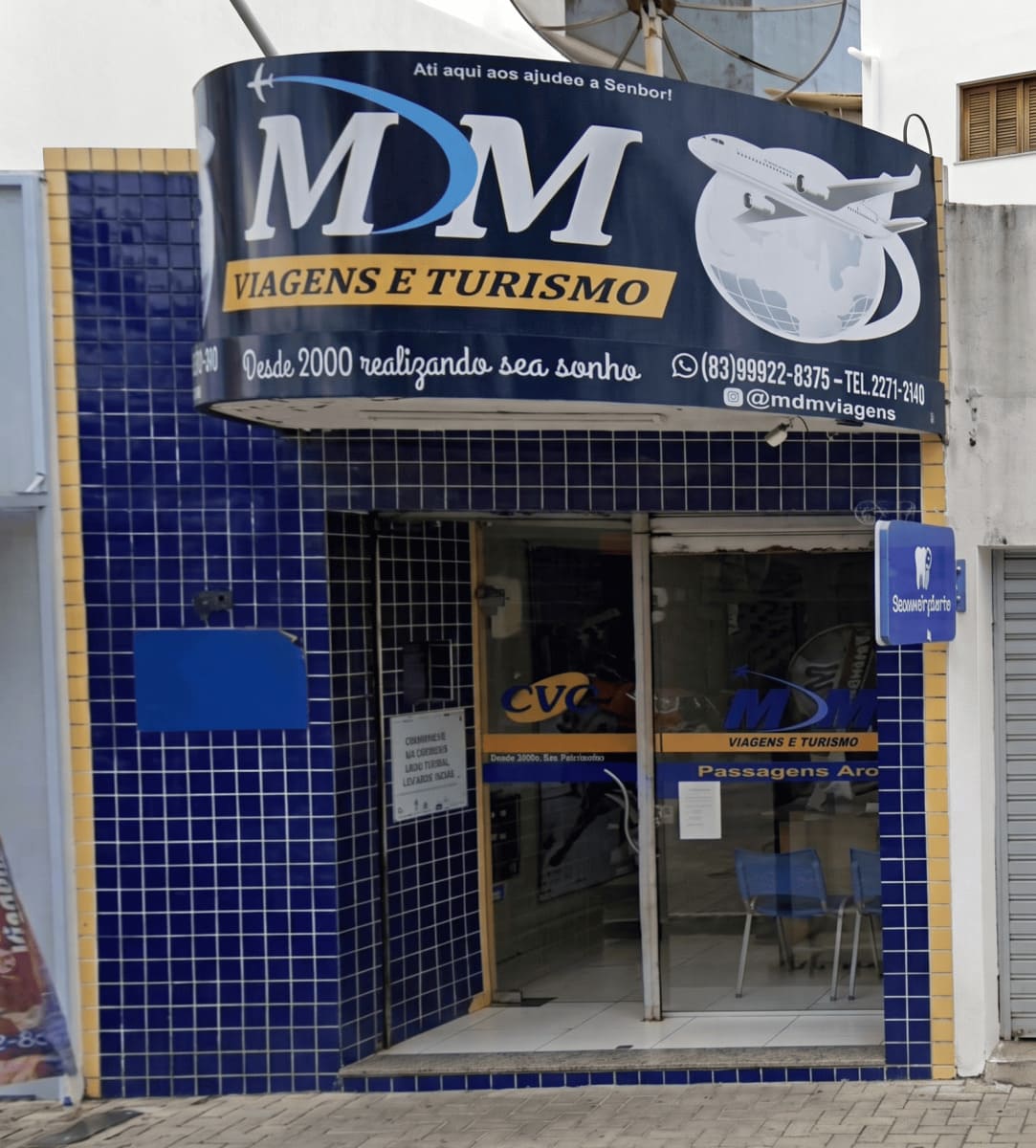 Fachada da loja MDM Viagens e Turismo em Guarabira